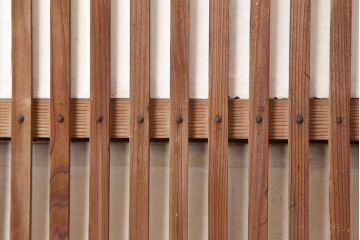 アンティーク建具　裏障子付き　木味と桟が魅力の格子戸2枚セット(引き戸、建具)(R-036753)