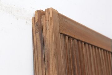 アンティーク建具　裏障子付き　木味と桟が魅力の格子戸2枚セット(引き戸、建具)(R-036753)