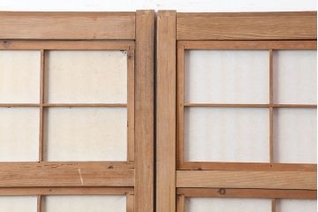 アンティーク建具　裏障子付き　木味と桟が魅力の格子戸2枚セット(引き戸、建具)(R-036753)