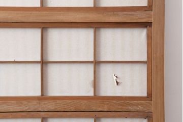 アンティーク建具　裏障子付き　木味と桟が魅力の格子戸2枚セット(引き戸、建具)(R-036753)