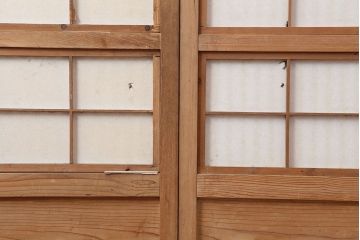アンティーク建具　裏障子付き　木味と桟が魅力の格子戸2枚セット(引き戸、建具)(R-036753)
