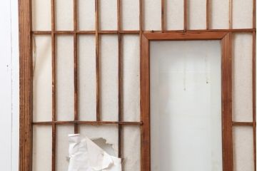 アンティーク建具　和製アンティーク　昭和初期　縦額入り!趣漂う障子戸2枚セット(引き戸、建具)(R-036756)