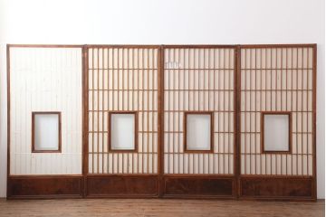 アンティーク建具　昭和初期　縦額入り障子戸4枚セット(引き戸、建具)(R-036757)