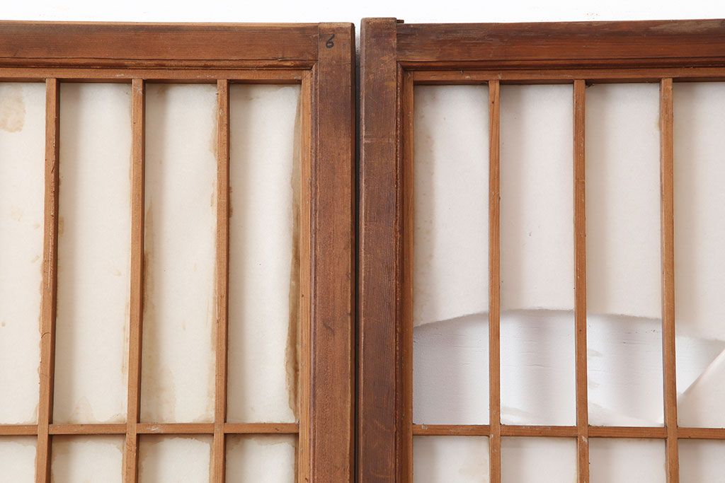 アンティーク建具　昭和初期　縦額入り障子戸4枚セット(引き戸、建具)(R-036757)