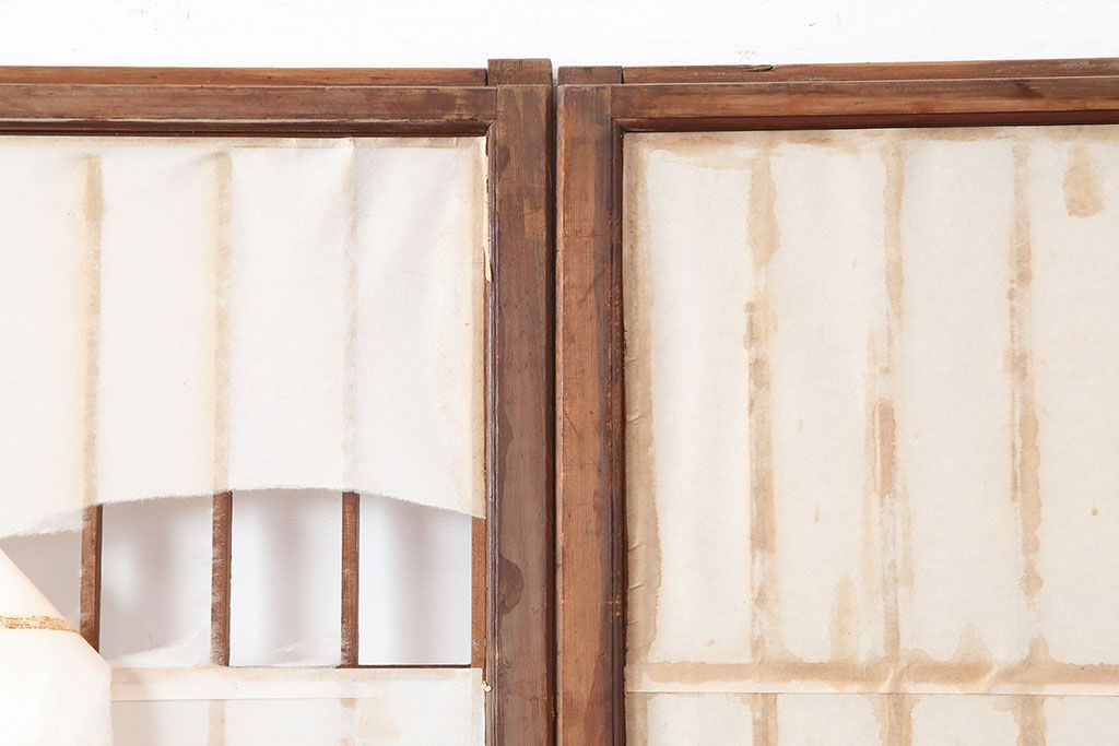 アンティーク建具　昭和初期　縦額入り障子戸4枚セット(引き戸、建具)(R-036757)