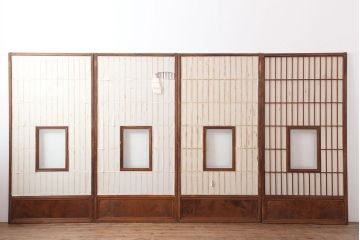アンティーク建具　昭和初期　縦額入り障子戸4枚セット(引き戸、建具)(R-036757)