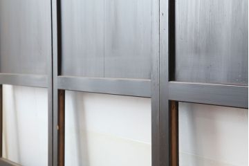 アンティーク建具　シンプルなガラス帯戸4枚セット(引き戸、建具)(R-036758)
