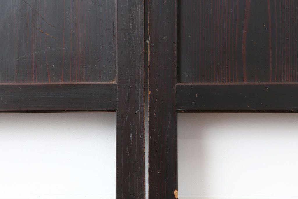 アンティーク建具　シンプルなガラス帯戸4枚セット(引き戸、建具)(R-036758)