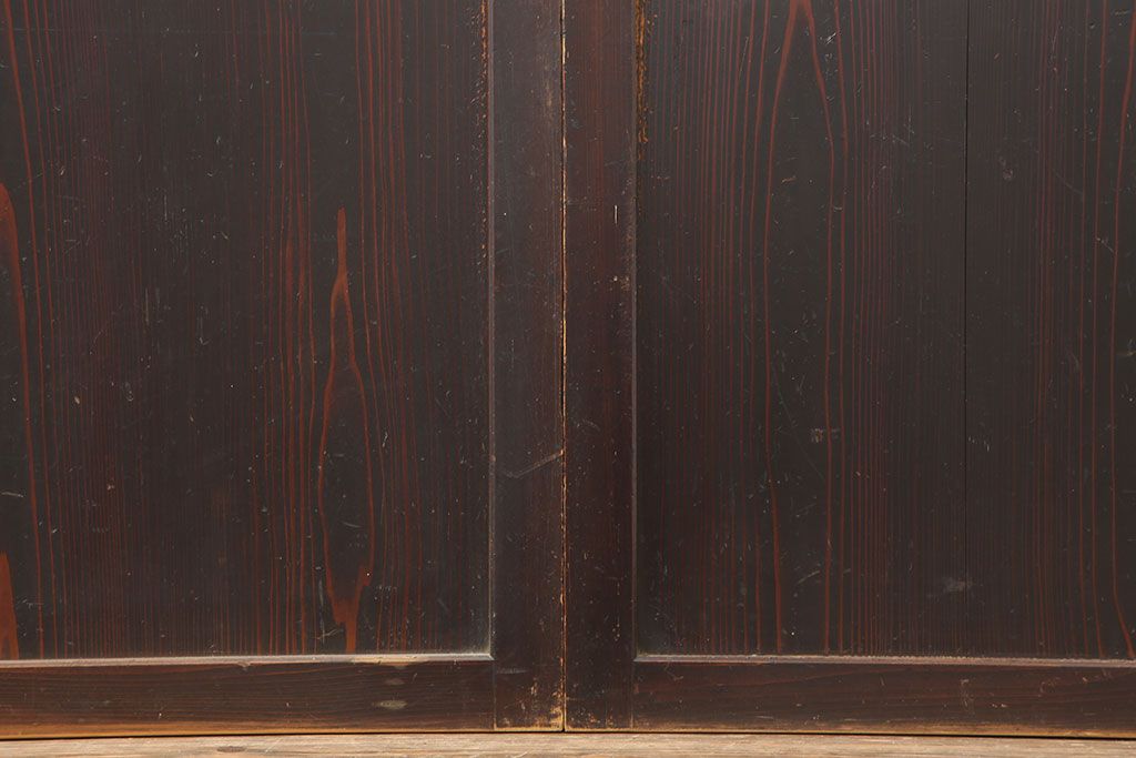 アンティーク建具　シンプルなガラス帯戸4枚セット(引き戸、建具)(R-036758)