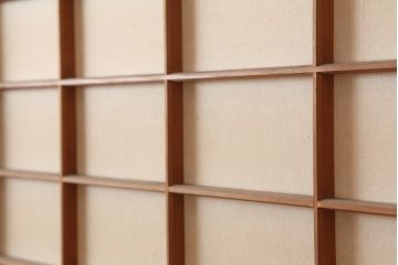 アンティーク建具　昭和初期　シンプルな木製フレームの障子戸4枚セット(建具、引き戸)(R-036760)