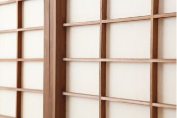 アンティーク建具　腰板ケヤキ材　横額入り障子戸2枚セット(ガラス帯戸、引き戸、建具)(R-036764)