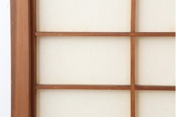 アンティーク建具　腰板ケヤキ材　横額入り障子戸2枚セット(ガラス帯戸、引き戸、建具)(R-036764)