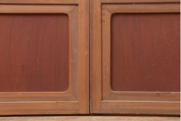 アンティーク建具　腰板ケヤキ材　横額入り障子戸2枚セット(ガラス帯戸、引き戸、建具)(R-036764)