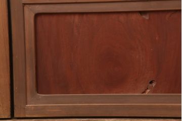 レトロ建具　昭和レトロ　昭和中期　横額入り!和の趣漂う障子戸3枚セット(ガラス帯戸、引き戸、建具)(R-036766)