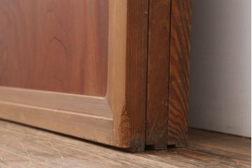 レトロ建具　昭和レトロ　昭和中期　横額入り!和の趣漂う障子戸3枚セット(ガラス帯戸、引き戸、建具)(R-036766)