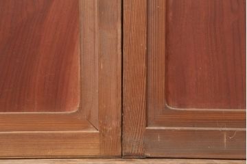 レトロ建具　昭和レトロ　昭和中期　横額入り!和の趣漂う障子戸3枚セット(ガラス帯戸、引き戸、建具)(R-036766)