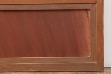 アンティーク建具　腰板ケヤキ材　横額入り障子戸2枚セット(ガラス帯戸、引き戸、建具)(R-036767)