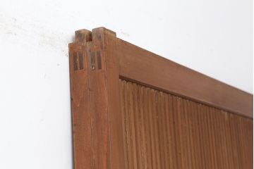 アンティーク建具　和製アンティーク　腰板ケヤキ材　裏ガラス入り　桟が存在感を放つ格子戸2枚セット(引き戸、建具)(R-036768)