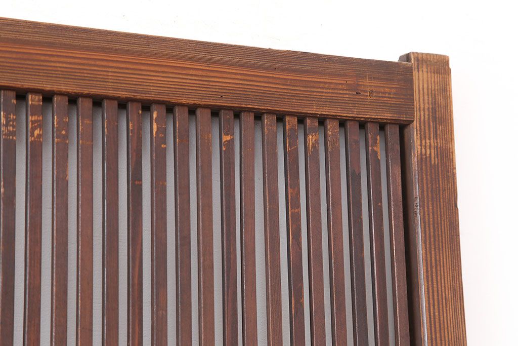 アンティーク建具　和製アンティーク　昭和初期　桟が存在感を放つ格子戸2枚セット(ガラス帯戸、引き戸、建具)(R-036770)