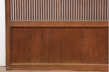 アンティーク建具　和製アンティーク　昭和初期　桟が存在感を放つ格子戸2枚セット(ガラス帯戸、引き戸、建具)(R-036770)