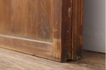 アンティーク建具　和製アンティーク　昭和初期　桟が存在感を放つ格子戸2枚セット(ガラス帯戸、引き戸、建具)(R-036770)