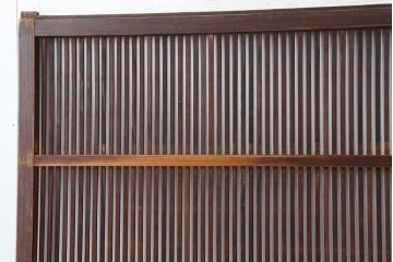 アンティーク建具　和製アンティーク　昭和初期　桟が存在感を放つ格子戸2枚セット(ガラス帯戸、引き戸、建具)(R-036770)