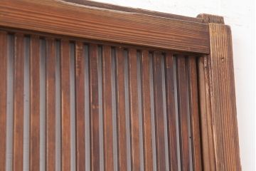 アンティーク建具　和製アンティーク　昭和初期　桟が存在感を放つ格子戸2枚セット(ガラス帯戸、引き戸、建具)(R-036770)