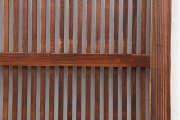 アンティーク建具　和製アンティーク　昭和初期　桟が存在感を放つ格子戸2枚セット(ガラス帯戸、引き戸、建具)(R-036770)