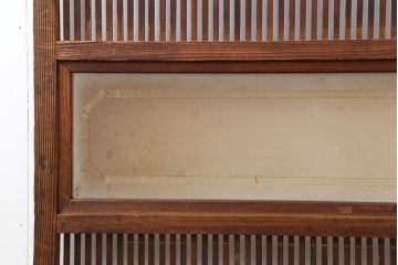 アンティーク建具　和製アンティーク　昭和初期　桟が存在感を放つ格子戸2枚セット(ガラス帯戸、引き戸、建具)(R-036770)