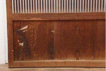 アンティーク建具　和製アンティーク　昭和初期　桟が存在感を放つ格子戸2枚セット(ガラス帯戸、引き戸、建具)(R-036770)