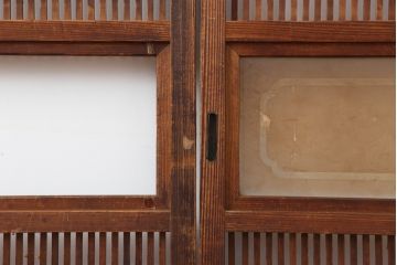アンティーク建具　昭和初期　上品な和の空間づくりにおすすめな格子戸3枚セット(建具、引き戸)(R-036771)