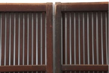 アンティーク建具　大正期　レトロな雰囲気が魅力の格子戸2枚セット(建具、引き戸)(R-036773)