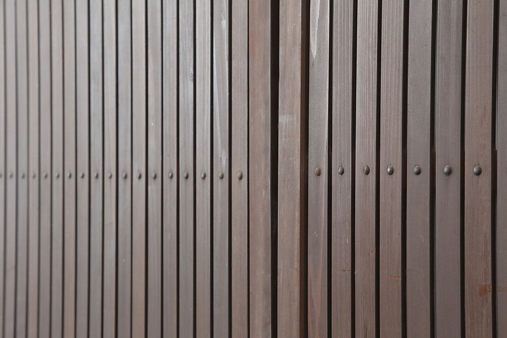 アンティーク建具　明治大正　レトロな雰囲気が魅力の平格子戸2枚セット(建具、引き戸)(R-036774)