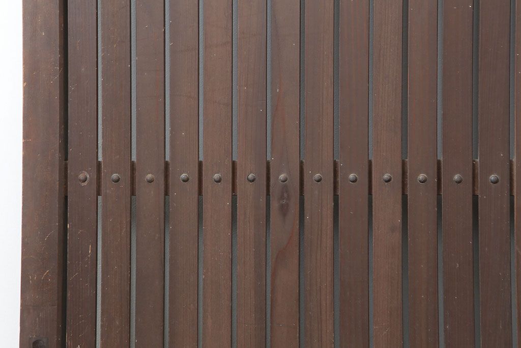 アンティーク建具　明治大正　レトロな雰囲気が魅力の平格子戸2枚セット(建具、引き戸)(R-036774)