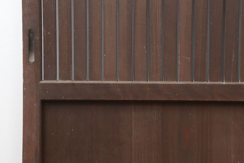 アンティーク建具　明治大正　レトロな雰囲気が魅力の平格子戸2枚セット(建具、引き戸)(R-036774)