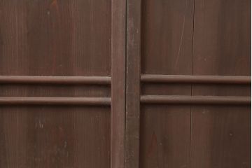 アンティーク建具　明治大正　レトロな雰囲気が魅力の平格子戸2枚セット(建具、引き戸)(R-036774)