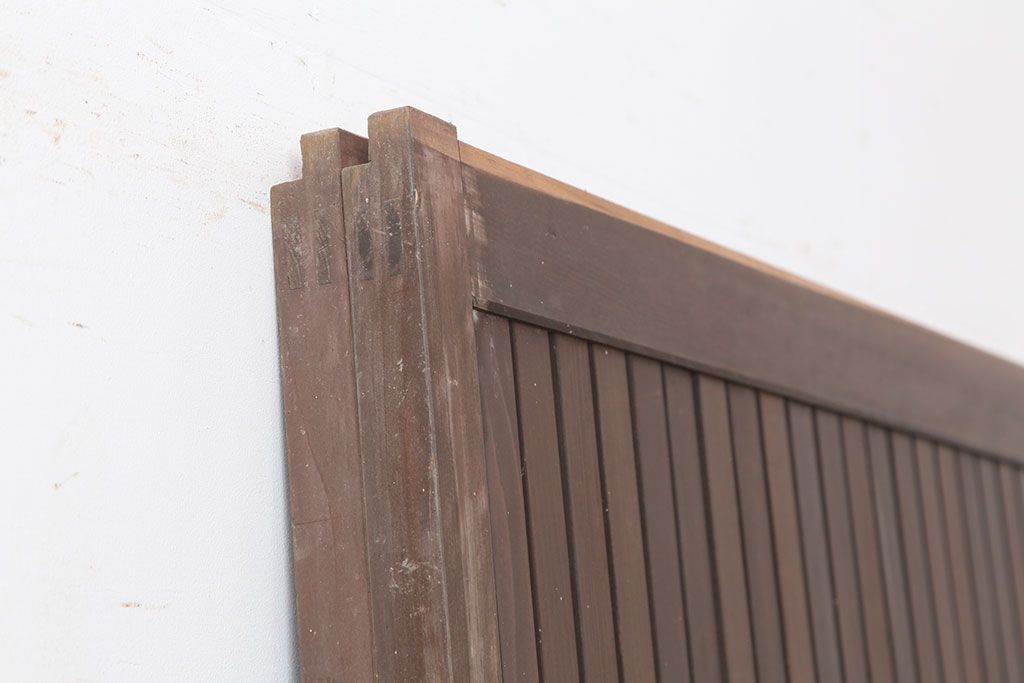 アンティーク建具　明治大正　レトロな雰囲気が魅力の平格子戸2枚セット(建具、引き戸)(R-036774)