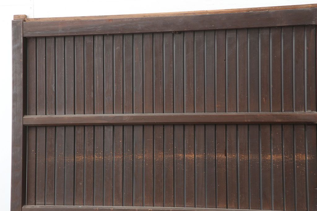 アンティーク建具　明治大正　レトロな雰囲気が魅力の平格子戸2枚セット(建具、引き戸)(R-036774)