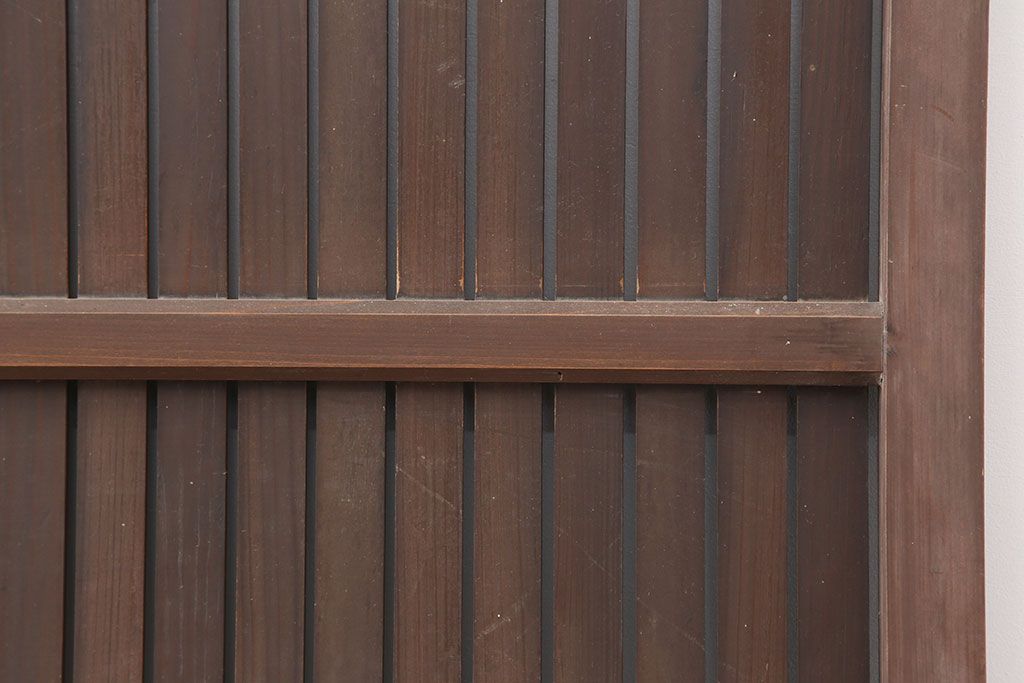 アンティーク建具　明治大正　レトロな雰囲気が魅力の平格子戸2枚セット(建具、引き戸)(R-036774)