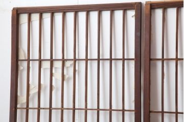 アンティーク建具　昭和初期　縦額入り幅狭障子戸4枚セット(引き戸、建具)(R-036775)