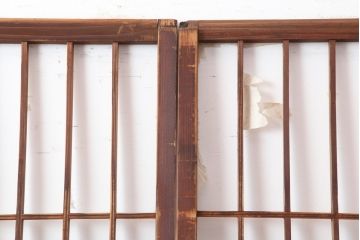 アンティーク建具　昭和初期　縦額入り幅狭障子戸4枚セット(引き戸、建具)(R-036775)