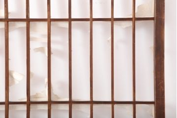 アンティーク建具　昭和初期　縦額入り幅狭障子戸4枚セット(引き戸、建具)(R-036775)