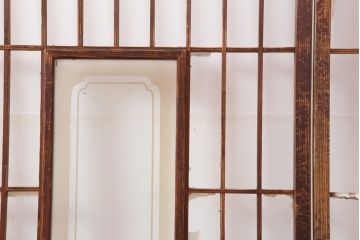 アンティーク建具　昭和初期　縦額入り幅狭障子戸4枚セット(引き戸、建具)(R-036775)