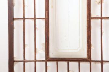 アンティーク建具　昭和初期　縦額入り幅狭障子戸4枚セット(引き戸、建具)(R-036775)