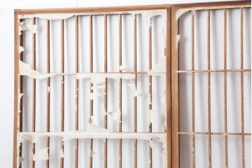 アンティーク建具　昭和初期　縦額入り幅狭障子戸4枚セット(引き戸、建具)(R-036775)