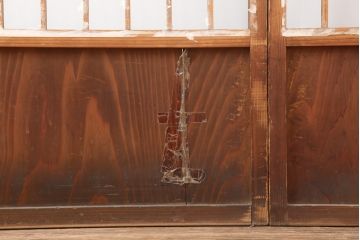 アンティーク建具　昭和初期　縦額入り幅狭障子戸4枚セット(引き戸、建具)(R-036775)