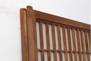 アンティーク建具　木味が魅力の縦額入り障子戸2枚セット(引き戸、建具)(R-036776)