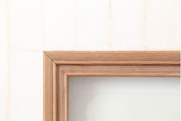 アンティーク建具　木味が魅力の縦額入り障子戸2枚セット(引き戸、建具)(R-036776)