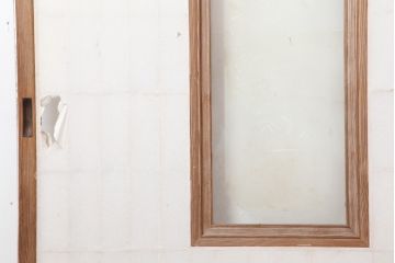 アンティーク建具　木味が魅力の縦額入り障子戸2枚セット(引き戸、建具)(R-036776)
