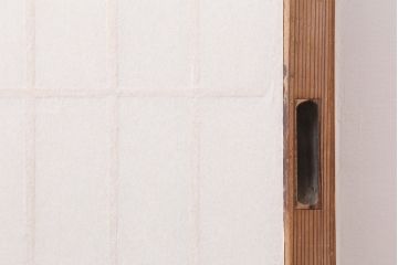 アンティーク建具　木味が魅力の縦額入り障子戸2枚セット(引き戸、建具)(R-036776)